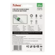   TCBEST újratölthető R6 (AA) elem 950 mAh, USB-C csatlakozóval és töltőkábellel (2db)