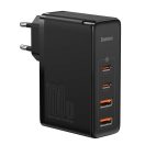 Baseus GaN2 Pro fali töltő, 2x USB-A + 2x USB-C, USB-C kábellel, 100W, EU, fekete