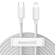   Baseus Simple Wisdom USB-C-Lightning adat/töltőkábel PD, 20W, 1,5m, fehér, 2db