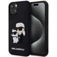   Karl Lagerfeld 3D Rubber Karl and Choupette Apple iPhone 13 hátlap tok, fekete