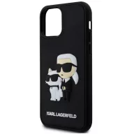   Karl Lagerfeld 3D Rubber Karl and Choupette Apple iPhone 13 hátlap tok, fekete