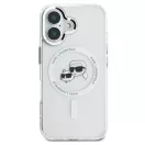 Karl Lagerfeld IML Karl & Choupette Metal Frame iPhone 16 MagSafe tok, átlátszó