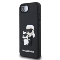   Karl Lagerfeld 3D Rubber Karl and Choupette Apple iPhone 17e / iPhone 16e hátlap tok, fekete