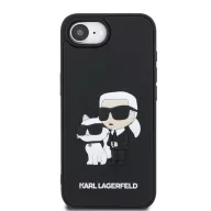   Karl Lagerfeld 3D Rubber Karl and Choupette Apple iPhone 17e / iPhone 16e hátlap tok, fekete