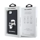 Karl Lagerfeld 3D Rubber Karl and Choupette Apple iPhone 17e / iPhone 16e hátlap tok, fekete