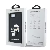   Karl Lagerfeld 3D Rubber Karl and Choupette Apple iPhone 17e / iPhone 16e hátlap tok, fekete