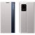 Huawei Mate 40 Pro, Oldalra nyíló tok, stand, hívás mutatóval, vékony csíkban, Wooze Look Inside, ezüst