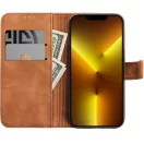 Tender Book Xiaomi Redmi Note 14 Pro 4G flip/oldalra nyíló műbőr tok kártyatartó résszel, barna