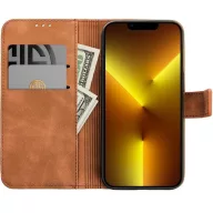   Tender Book Xiaomi Redmi Note 14 Pro 4G flip/oldalra nyíló műbőr tok kártyatartó résszel, barna