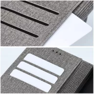   Gomma Xiaomi Redmi Note 14 4G flip/oldalra nyíló tok kártyatartó résszel, szürke