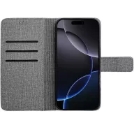   Gomma Xiaomi Redmi Note 14 4G flip/oldalra nyíló tok kártyatartó résszel, szürke