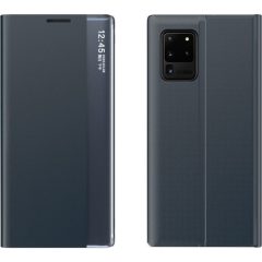   Huawei P40, Oldalra nyíló tok, stand, hívás mutatóval, vékony csíkban, Wooze Look Inside, sötétkék