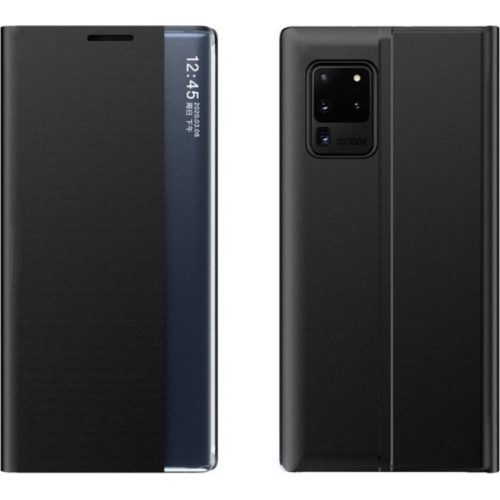 Samsung Galaxy A42 5G / M42 5G SM-A426B / M426B, Oldalra nyíló tok, stand, hívás mutatóval, vékony csíkban, Wooze Look Inside, fekete