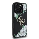 Guess PU Grained Roses 4G Metal Logo iPhone 16 Pro hátlap tok, fekete
