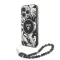 Guess IML Palm Trees Triangle Logo iPhone 16 Pro MagSafe hátlap tok karpánttal, fekete