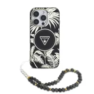   Guess IML Palm Trees Triangle Logo iPhone 16 Pro MagSafe hátlap tok karpánttal, fekete