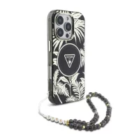   Guess IML Palm Trees Triangle Logo iPhone 16 Pro MagSafe hátlap tok karpánttal, fekete