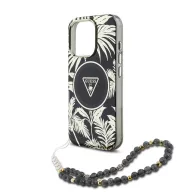   Guess IML Palm Trees Triangle Logo iPhone 16 Pro MagSafe hátlap tok karpánttal, fekete