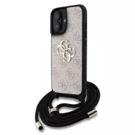   Guess PU 4G Metal Logo Crossbody Strap iPhone 16 hátlap tok, rózsaszín