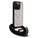 Guess PU 4G Metal Logo Crossbody Strap iPhone 16 Pro hátlap tok, rózsaszín