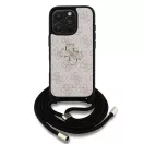 Guess PU 4G Metal Logo Crossbody Strap iPhone 15 Pro Max hátlap tok, rózsaszín
