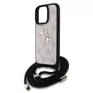 Guess PU 4G Metal Logo Crossbody Strap iPhone 15 Pro Max hátlap tok, rózsaszín