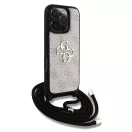 Guess PU 4G Metal Logo Crossbody Strap iPhone 15 Pro hátlap tok, rózsaszín