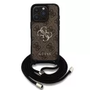 Guess PU 4G Metal Logo Crossbody Strap iPhone 15 Pro Max hátlap tok, barna
