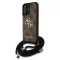 Guess PU 4G Metal Logo Crossbody Strap iPhone 16 hátlap tok, barna