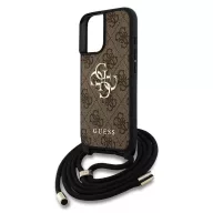   Guess PU 4G Metal Logo Crossbody Strap iPhone 16 hátlap tok, barna