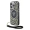 Guess IML Leopard Triangle Logo Strap iPhone 16 Pro MagSafe hátlap tok, barna