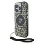 Guess IML Leopard Triangle Logo Strap iPhone 16 Pro MagSafe hátlap tok, barna