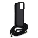 Guess PU 4G Metal Logo Crossbody Strap iPhone 16 hátlap tok, fekete