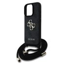 Guess PU 4G Metal Logo Crossbody Strap iPhone 16 Pro hátlap tok, fekete