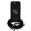 Guess PU 4G Metal Logo Crossbody Strap iPhone 16 Pro Max hátlap tok, fekete