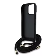   Guess PU 4G Metal Logo Crossbody Strap iPhone 16 Pro Max hátlap tok, fekete
