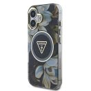 Guess IML Glitter Magnolia and Triangle Logo iPhone 16 MagSafe hátlap tok, fekete