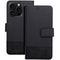   Gomma Samsung Galaxy S25 Edge flip/oldalra nyíló tok kártyatartó résszel, fekete