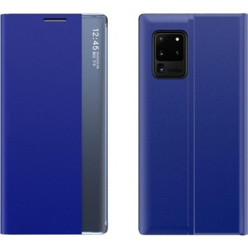 Samsung Galaxy S21 Plus 5G SM-G996, Oldalra nyíló tok, stand, hívás mutatóval, vékony csíkban, Wooze Look Inside, kék