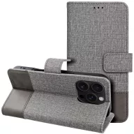   Gomma Samsung Galaxy S25 Edge flip/oldalra nyíló tok kártyatartó résszel, szürke