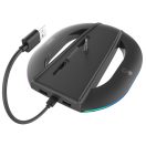 iPega P5S035SAH PlayStation 5 Pro/Slim függőleges állvány RGB világítással, 2xUSB-A csatlakozóval, fekete