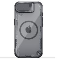   Nillkin Iceblade Prop Apple iPhone 17e / iPhone 16e mágneses szilikon tok, fekete-átlátszó