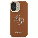 Guess PU Grained 4G Logo Stand Camera Frame iPhone 16 hátlap tok kitámasztóval, barna