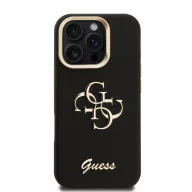   Guess PU Grained 4G Logo Stand Camera Frame iPhone 15 Pro hátlap tok kitámasztóval, fekete
