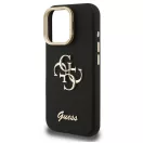 Guess PU Grained 4G Logo Stand Camera Frame iPhone 15 Pro hátlap tok kitámasztóval, fekete