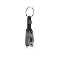   4smarts ComboCord USB-C / USB-C / USB-A töltő és adatkábel, 240W, 1,5m, kulcstartó kábellel, szürke