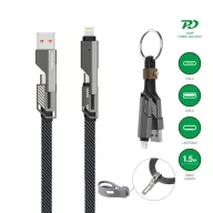   4smarts ComboCord USB-C / USB-C / USB-A töltő és adatkábel, 240W, 1,5m, kulcstartó kábellel, szürke