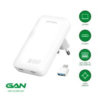   4smarts FlatPlug Slim Dual USB-C hálózati adapter, 65W GaN, fehér