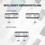   4smarts FlatPlug Slim Dual USB-C hálózati adapter, 65W GaN, fehér