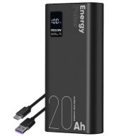   OBAL:ME EnergyPulse powerbank / külső akkumulátor kábellel, digitális kijelzővel, 20000mAh, 22,5W, fekete